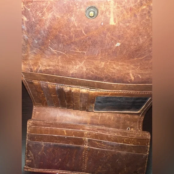 Frye Melissa Trifold Leather Brown Leather - Picture 6 of 9